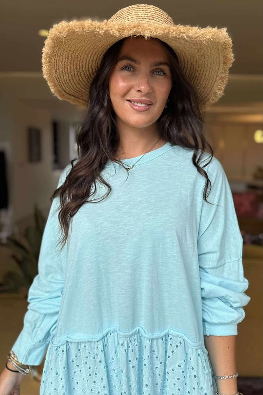 Made in Italy Rumours Broderie Smock Tunic Aqua